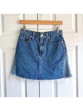 Madewell Rigid Denim Pieced Edition A-Line Mini Blue Jean Skirt Women's Size 25